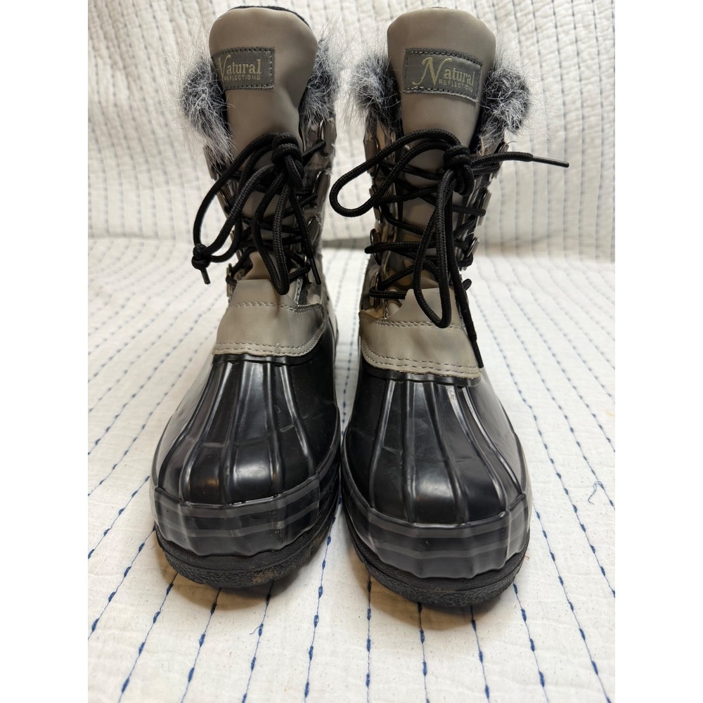 Natural Reflections Lumber Jill Buffalo Plaid Duck Boots Black Gray Womens 11M